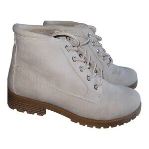 Cliffs by White Mountain Women Pevie Boots Ankle Bootie Lace Up Chalk Size 8.5